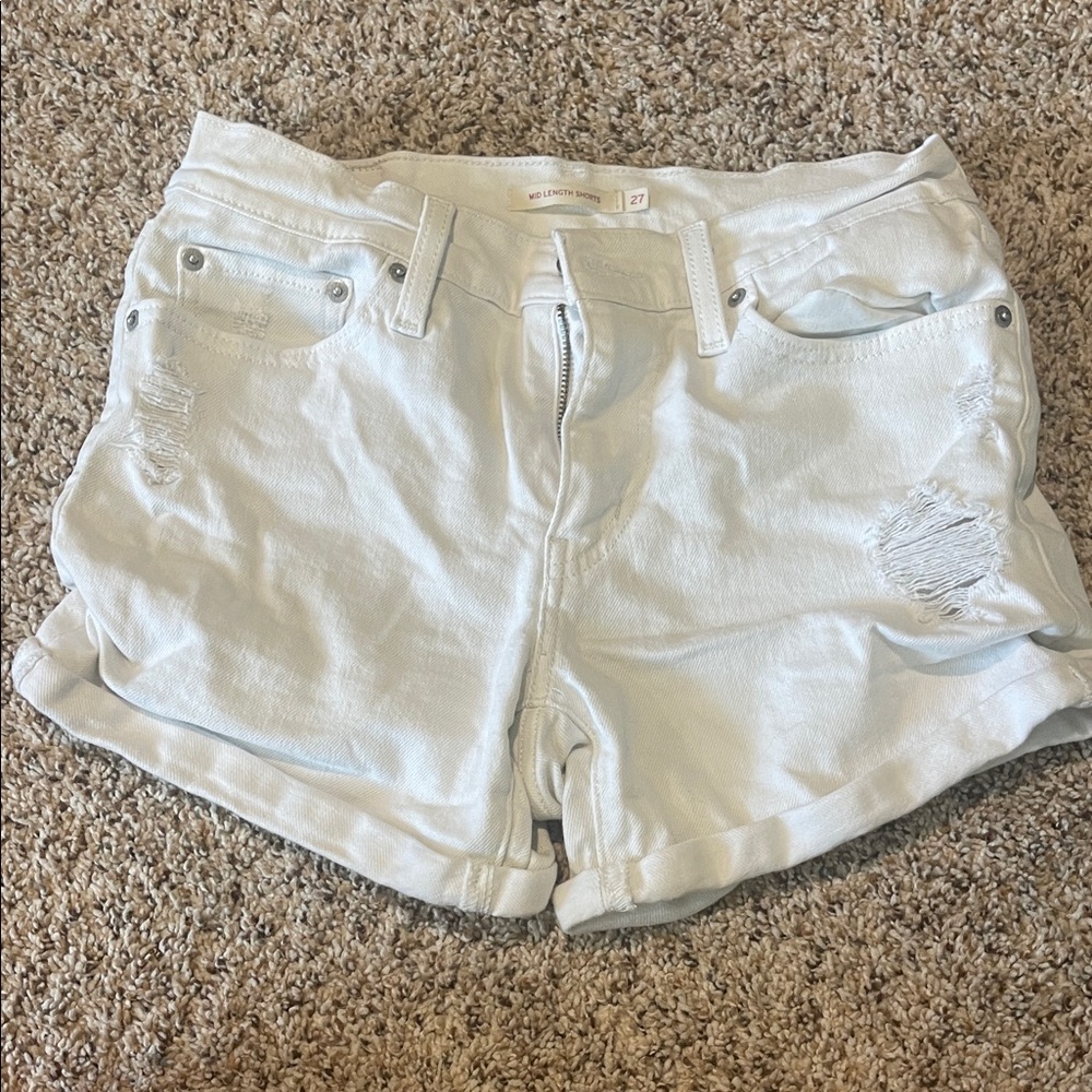 Women's Levis White Denim Shorts